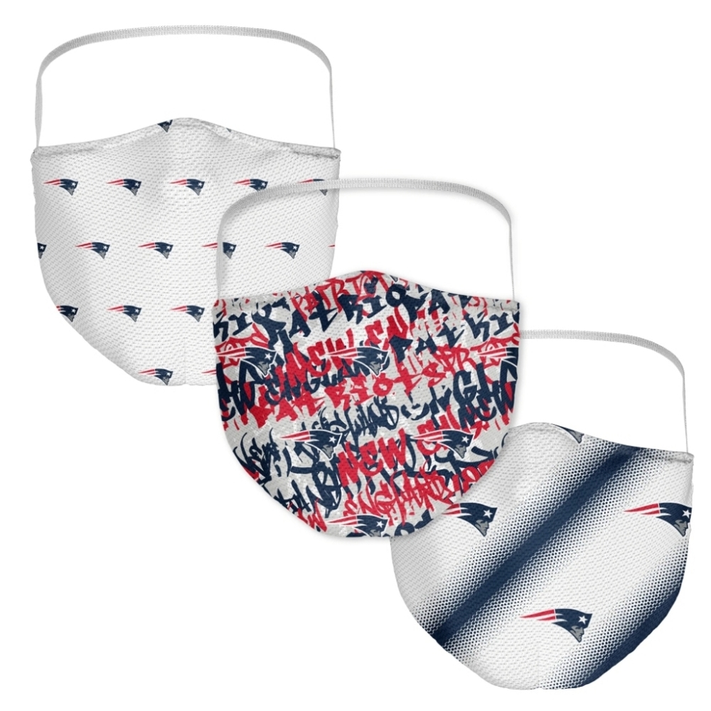 3 Pack New England Patriots Licensed NFL Washable Resuable Face Mask Cover
